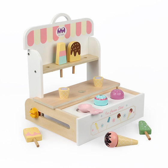 Imitation Ice Cream Shop Wooden Toys Educational Boys and Girls Play Play Play Selling Ice Cream Set