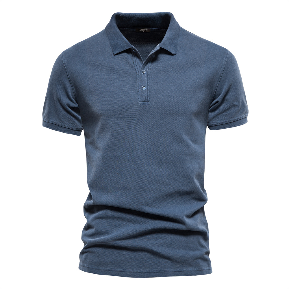 Summer New Lapel European and American Sports Men's Pure Cotton POLO Shirt Fashion Casual Men's Solid Color Short-sleeved T-shirt