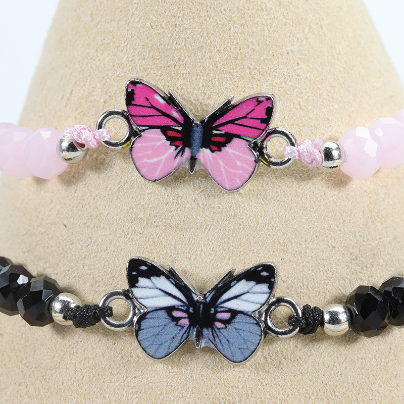 Cross-border new crystal beaded colorful butterfly bracelet Summer Girl woven bracelet multiple manufacturers long term in stock