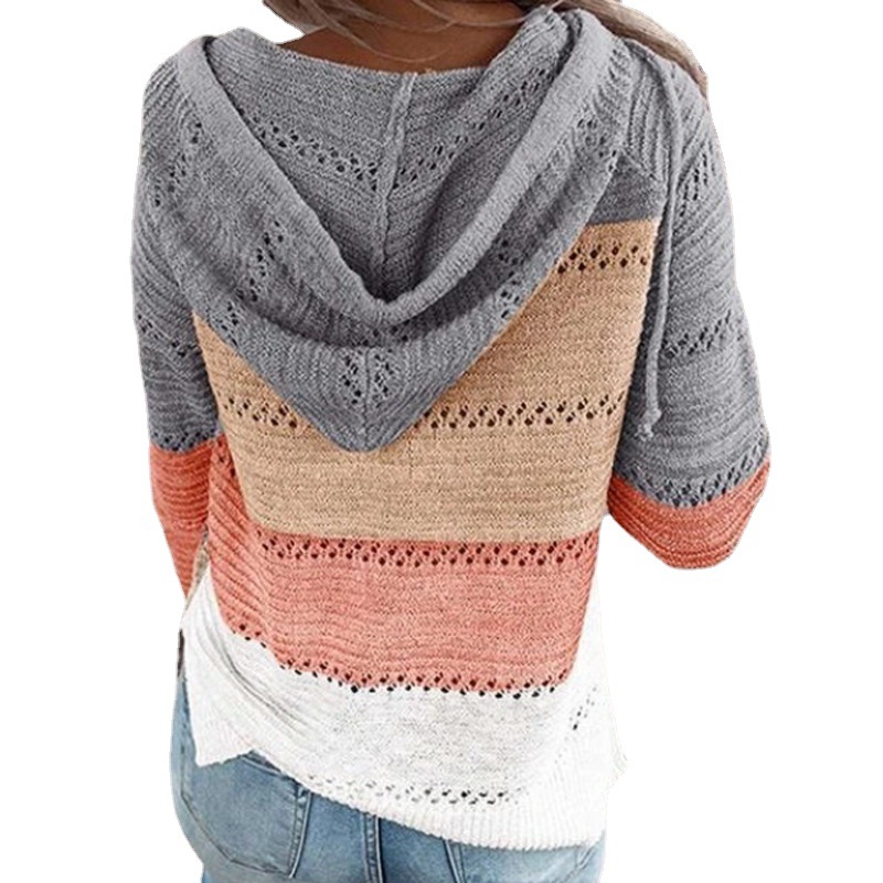 2021 European and American knitted new wish Amazon ebay autumn and winter New zipper hooded long sleeve sweater