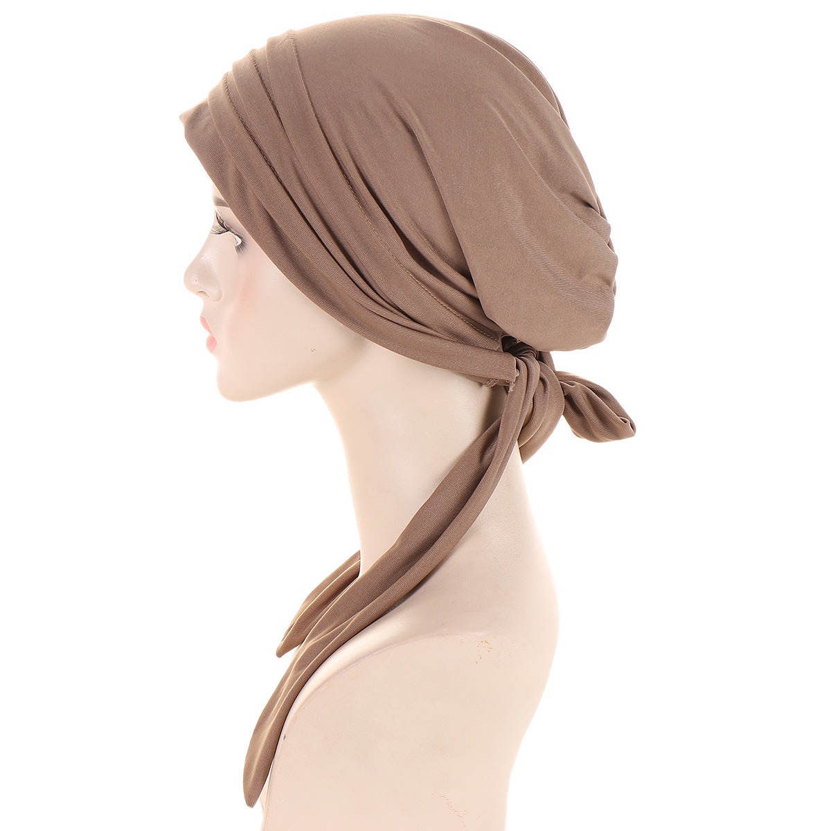 Amazon New Solid Color Crystal Hemp Four Bar Long Tail Hood AliExpress Chemotherapy Hat Women's Hat