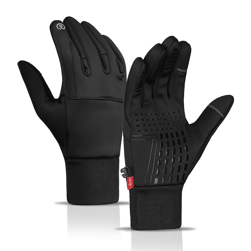 Outdoor sports warm gloves winter men's windproof fleece-lined thickened anti-skid bicycle touch screen riding gloves
