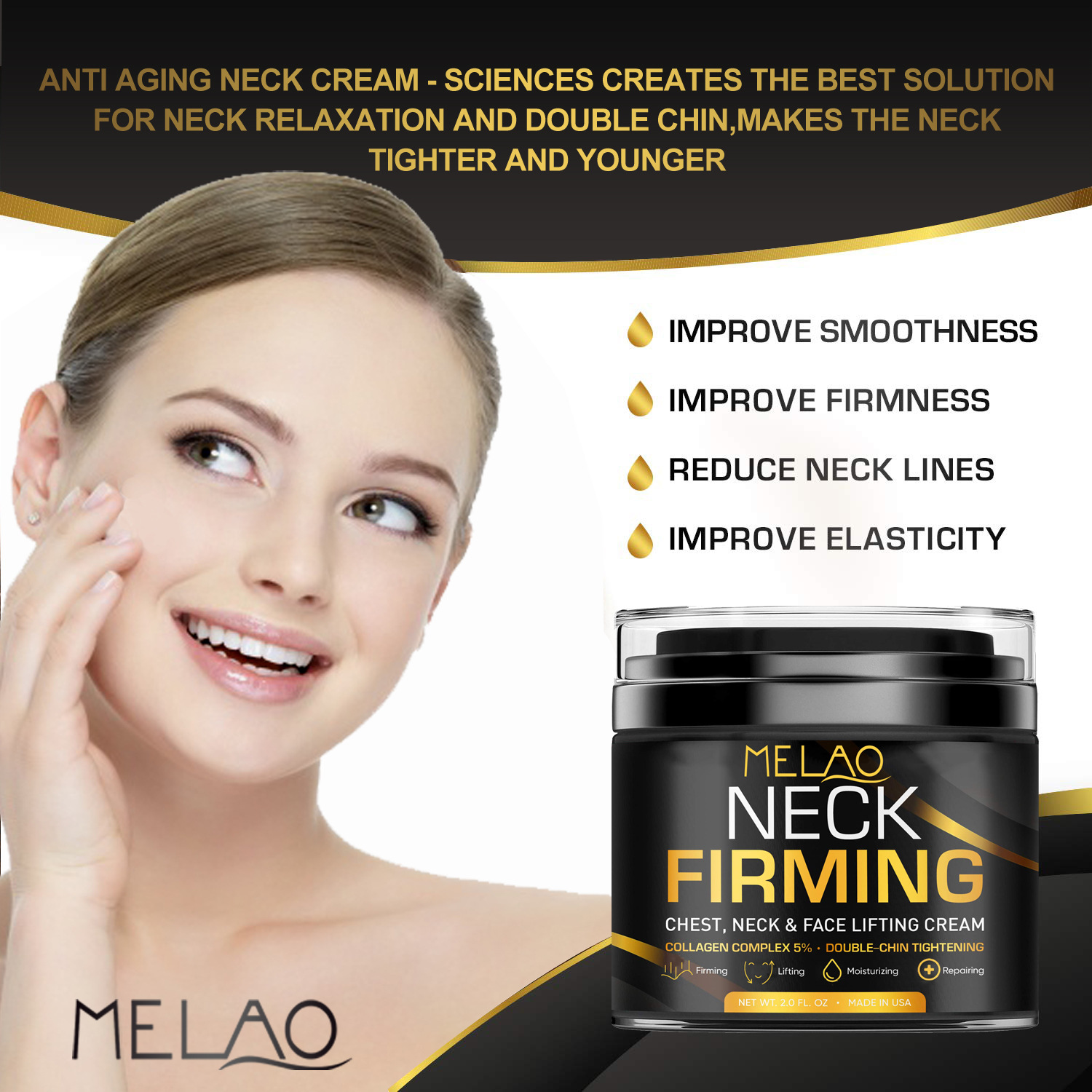 MELAO cross-border neck cream 60ml Collagen Neck care light lines lifting and tightening neck lines beauty neck cream