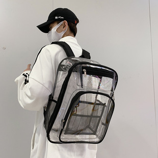 Spot supply cross-border Amazon PVC backpack pvc large schoolbag transparent backpack pvc transparent backpack