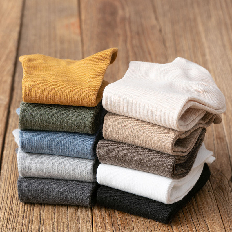 Socks men's summer thin breathable socks ear lifting ankle protection sports cotton socks Tide sweat-absorbent solid color cotton socks wholesale