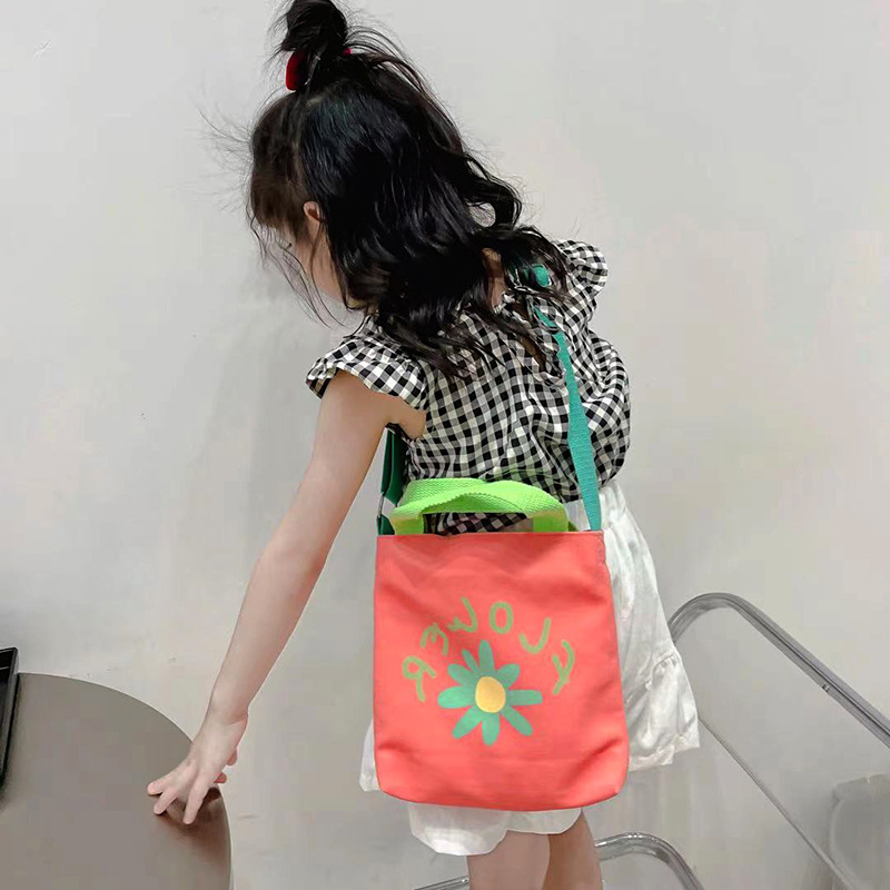Children's bag fashionable new contrast color student portable travel bag girl cute printed lightweight shoulder messenger bag