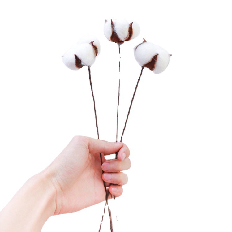 Immortal cotton simulation single kapok bouquet dried flower home decoration photo props Flower arrangement accessories 10 PCs/handle