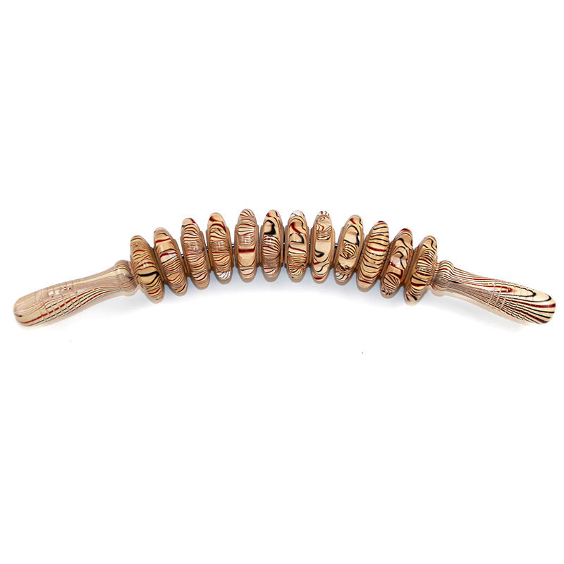 Roller Massage Stick Wooden Twelve Wheel Push Back Beech Back Meridian Portable Massage Stick Abdominal Massager
