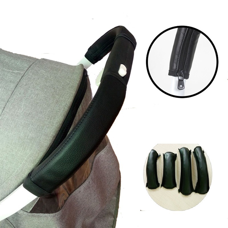 Baby stroller armrest protective case imitation leather protective case leather gloves foldable and washable zipper Universal