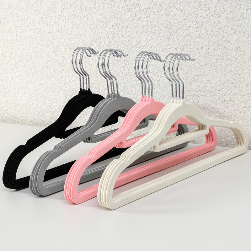Flocking clothes hanger wet and dry drying clothes hanger thickened non-slip seamless clothes hanger household storage clothes support