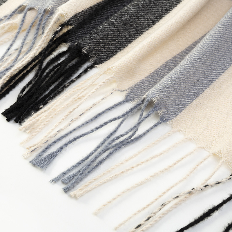 Women's cashmere-like plaid scarf 2023 new autumn and winter Korean style large straight scarf shawl scarf wholesale