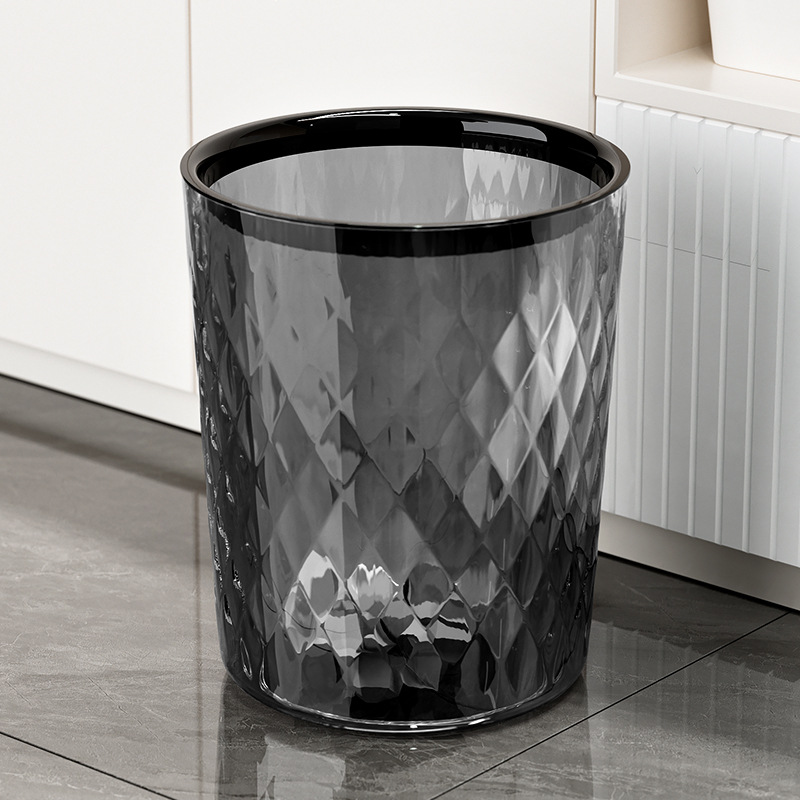 PET uncovered trash can living room household light luxury transparent paper basket Bathroom Kitchen office bedroom storage bucket