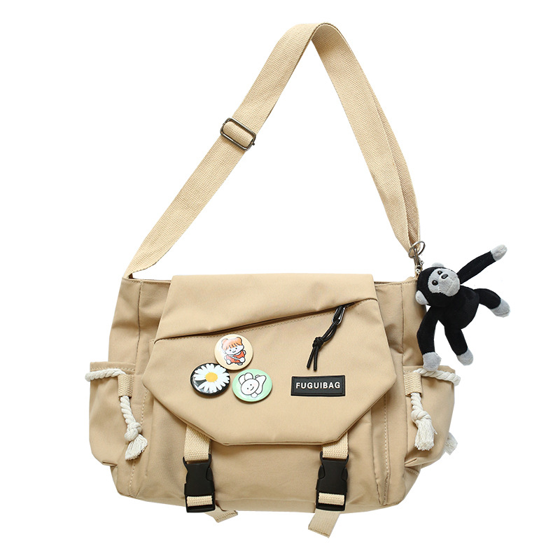 Crossbody Bag Men's Japanese Style Casual Large Capacity Shoulder Bag Tooling Messenger Bag Crossbody Bag National Trendy Boys Bag Satchel