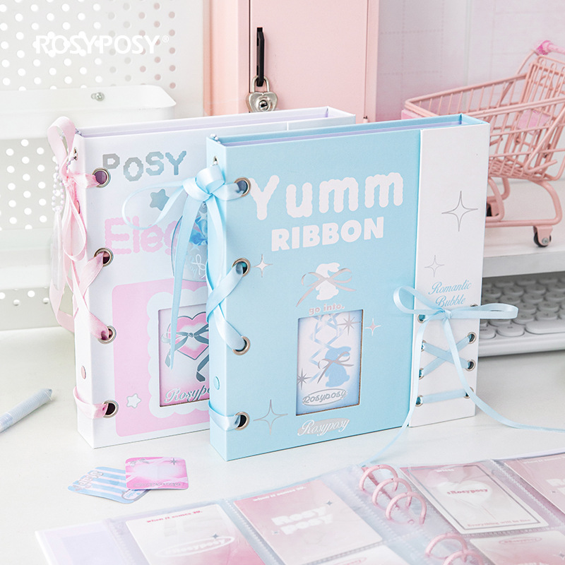 RosyPosy Soft Ribbon bandage four grid card book Polaroid album small card storage book
