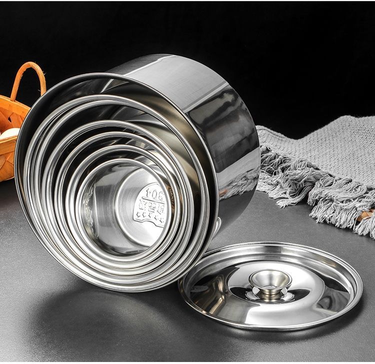 304 stainless steel seasoning pot for barbecue kitchen pig oil tank stew pot with lid flavor Box restaurant seasoning Egg Bowl