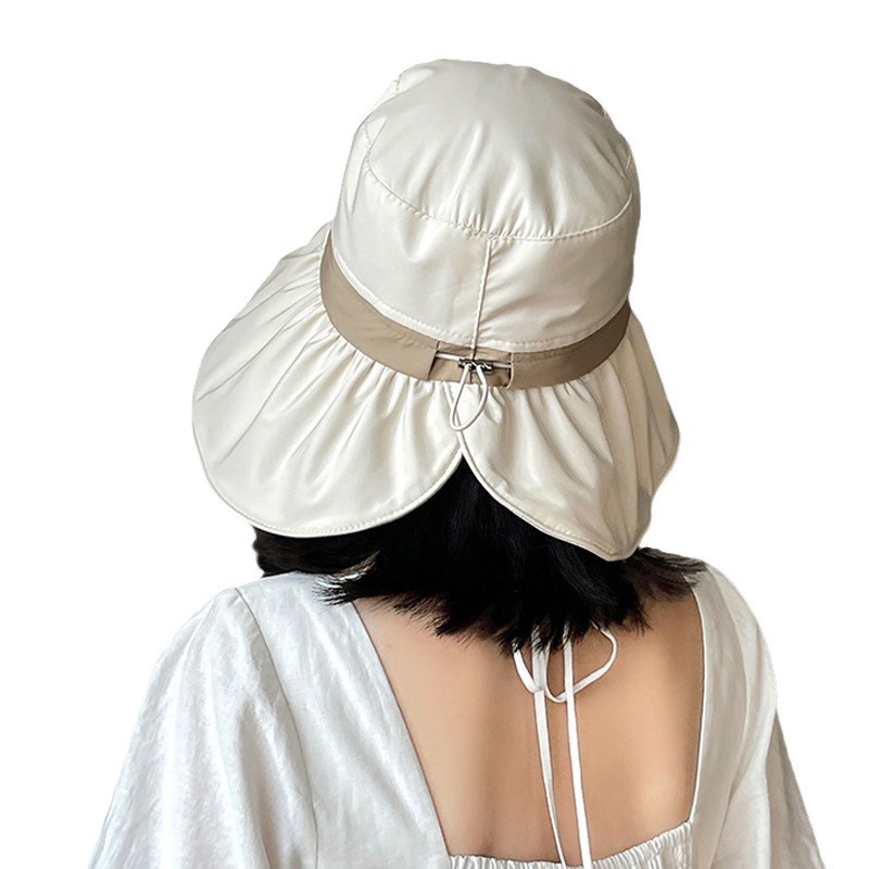 Hat Women's Summer Sunscreen Sun Hat Colored Glue Anti-UV Large Rim Sun Hat Outdoor Seaside Holiday Fisherman Hat