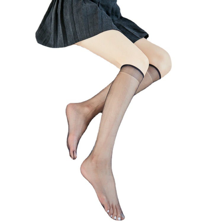 Jk超薄型水晶透明及び膝下腿黒ストッキング春夏防勾糸中筒ストッキング女性メーカー卸売り
