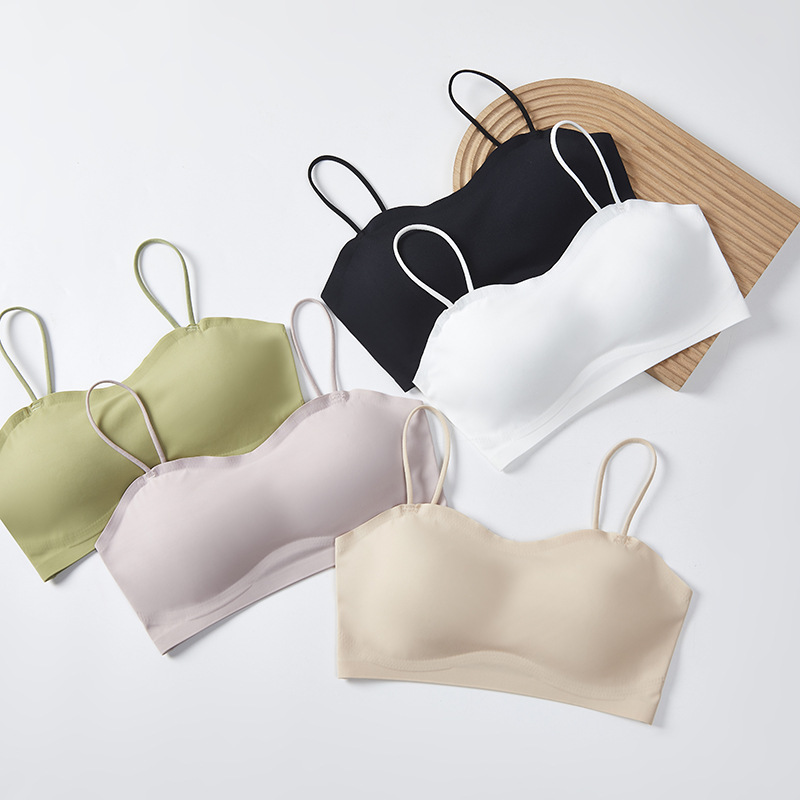 Summer Thin Traceless Beauty Back Sling Underwear Women's All-in-One Vest No Steel Ring Sleeping Bra Bra