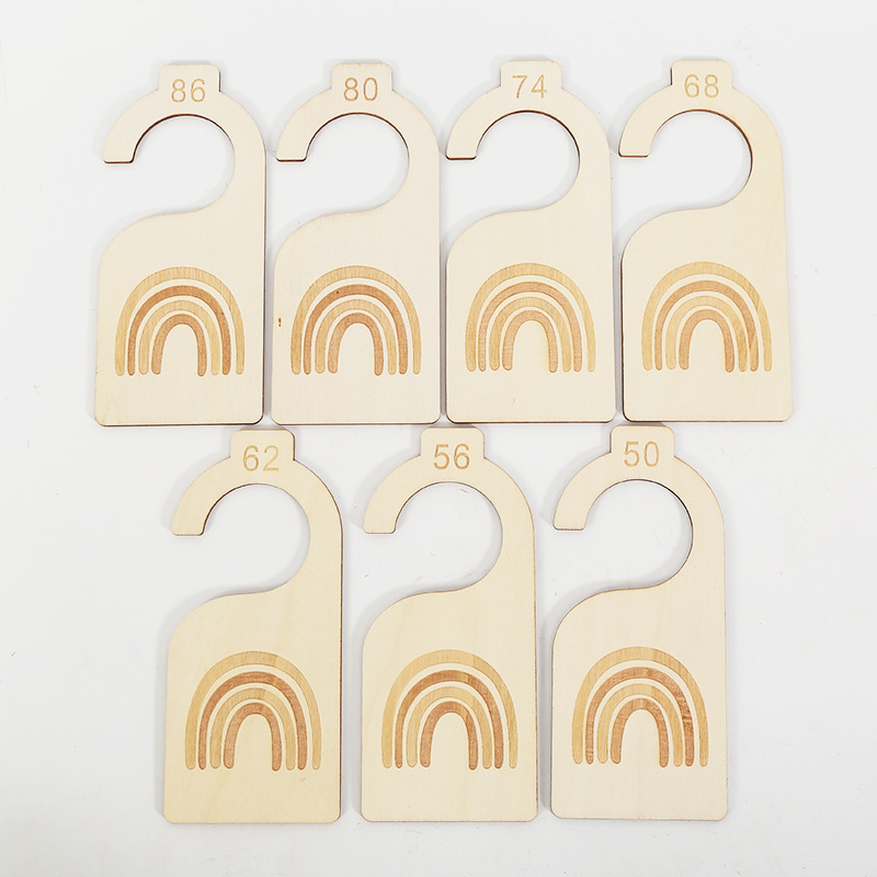 Baby Closet Divider Rainbow Baby Closet Clothes Wooden Split Board Baby Card Hanger Milestone Wood Piece