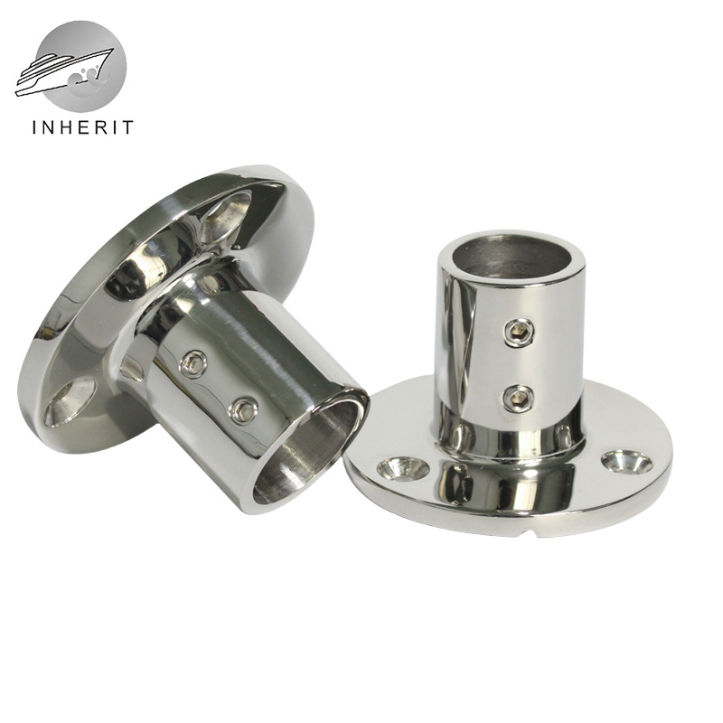 90 degree round pipe seat 22/25mm thick stainless steel 316 pipe seat flange base embedded deck pipe seat