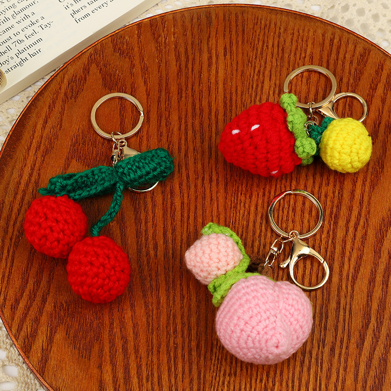 Fruit Theme Woven Cotton Thread Keychain Accessories Accessories Cute Couple Pendant Creative Car Bag Keychain