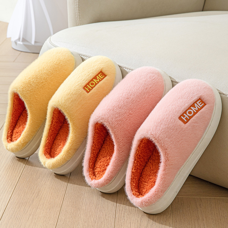 Cotton slippers for women in autumn and winter indoor home household warm and plush plush couples thick-soled confinement slippers for men wholesale