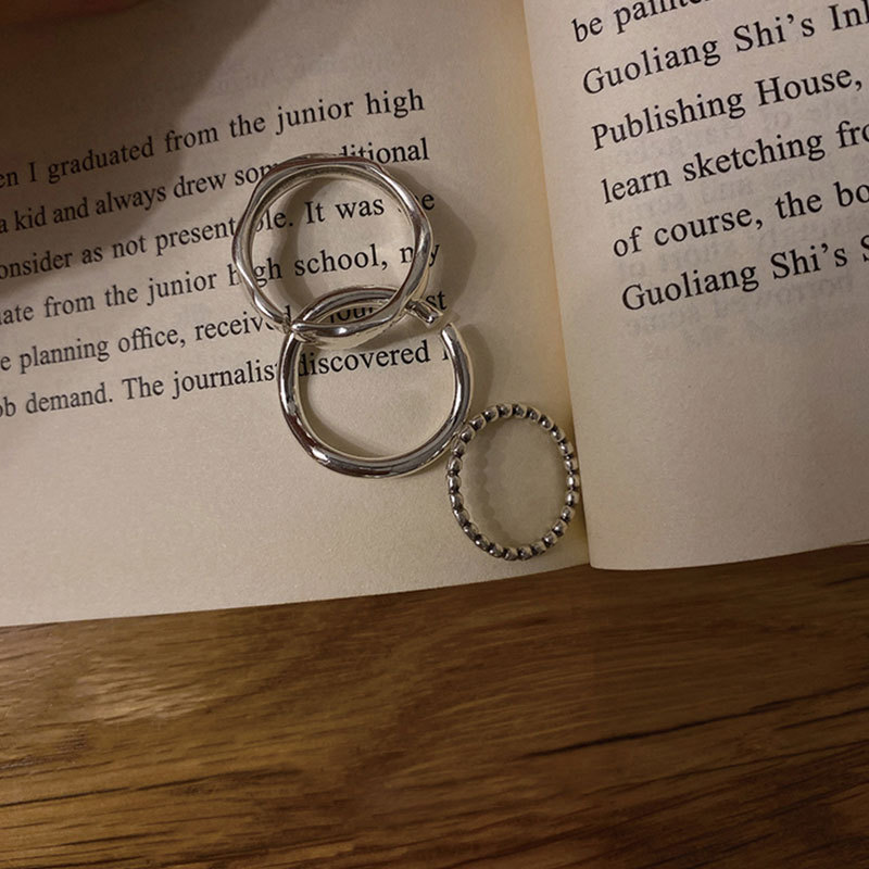 925 Silver Plated Ring Female Niche Design Sense Simple Korean Fashionable Irregular Plain Ring Not Fade New Style