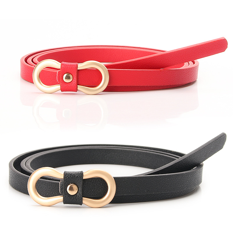 New women's belt simple 8-word buckle all-match shirt dress narrow belt non-hole pu decorative thin belt