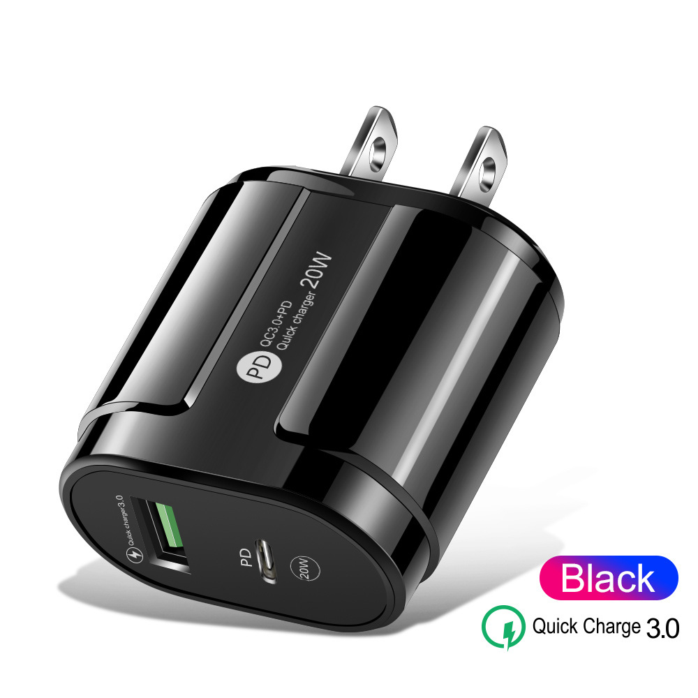 Cross-border A + C mobile phone charger power adapter USB + PD dual-port fast charging charger PD charging head