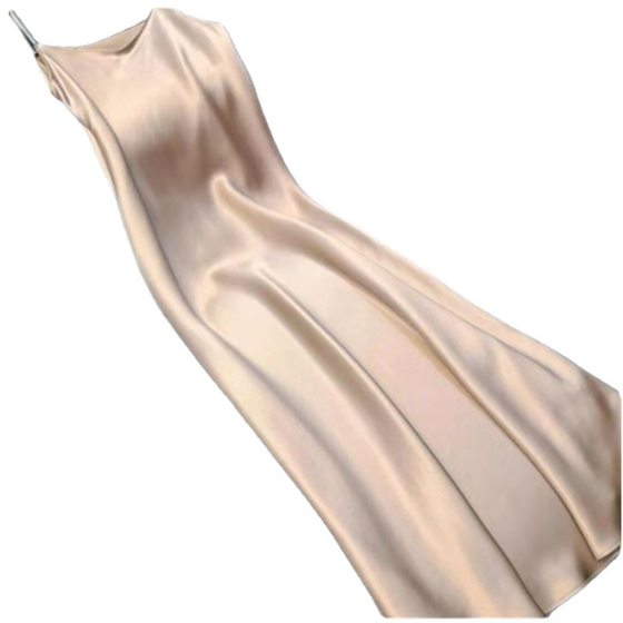 Sling dress Spice Girls Summer French Satin V-neck Solid Color Fashion European and American Loose plus size dress