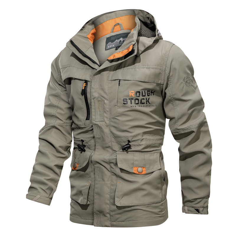 Cross-border AliExpress Charge Clothes Men's Middle and Long Casual Outdoor Hooded Large Size Jacket Men's Jacket Spring and Autumn 086