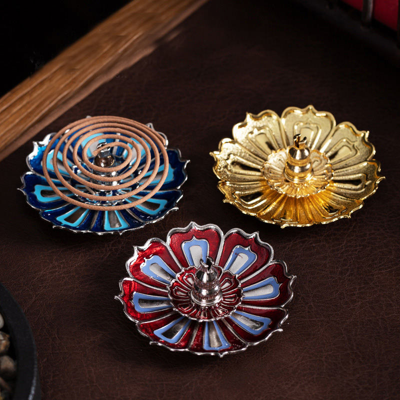 Lotus incense enamel lotus incense burner line incense small Lotus three treasures incense holder gourd wholesale incense plate