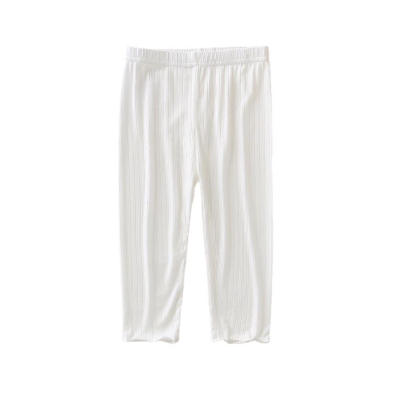 Children's Cropped Pants 2023 American Cotton Jacquard Summer Thin Cool Breathable Korean Style Pants Girls' Leggings