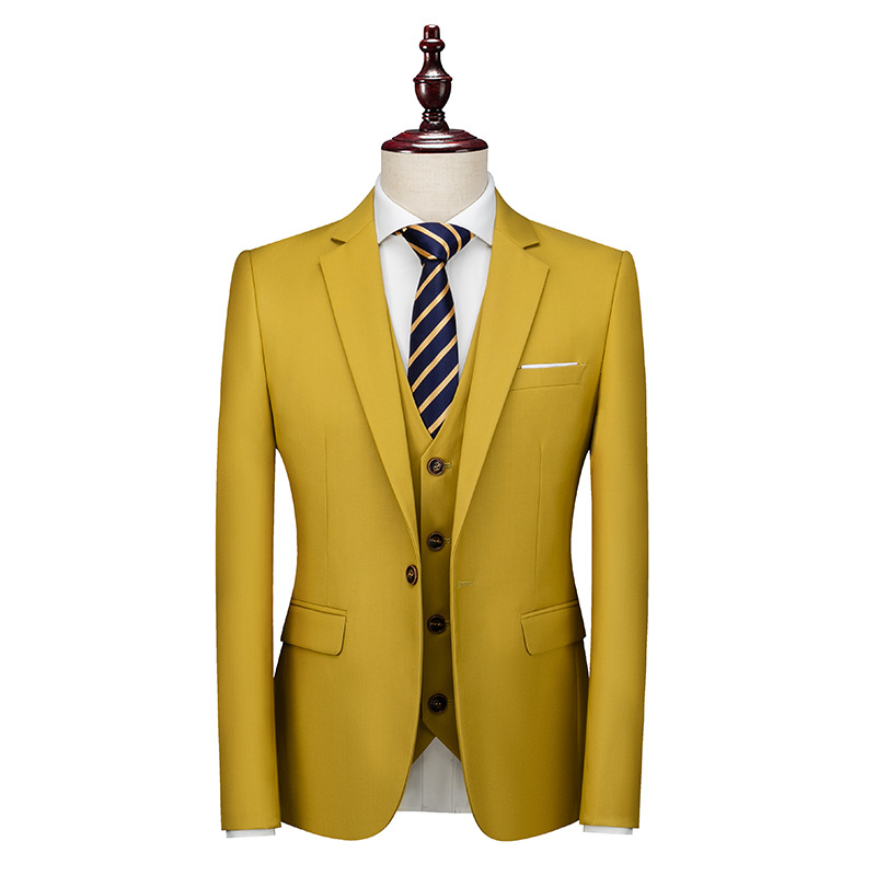 2023 Spring and Autumn New Men's Business Slim-fit Suit Three-piece Fashionable One Button Large Size Wedding Dress