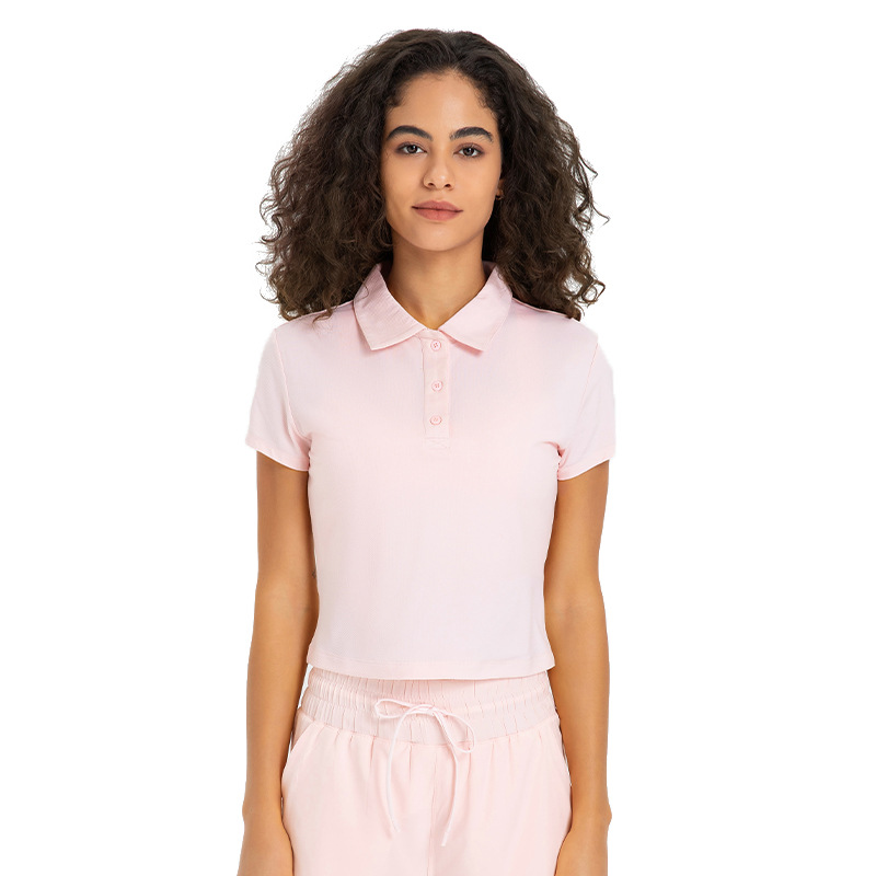 Shishi Zhihui New Sports Short-sleeved Women's Lapel Polo Shirt Quick-drying Moisture-wicking Breathable Yoga Fitness T-shirt