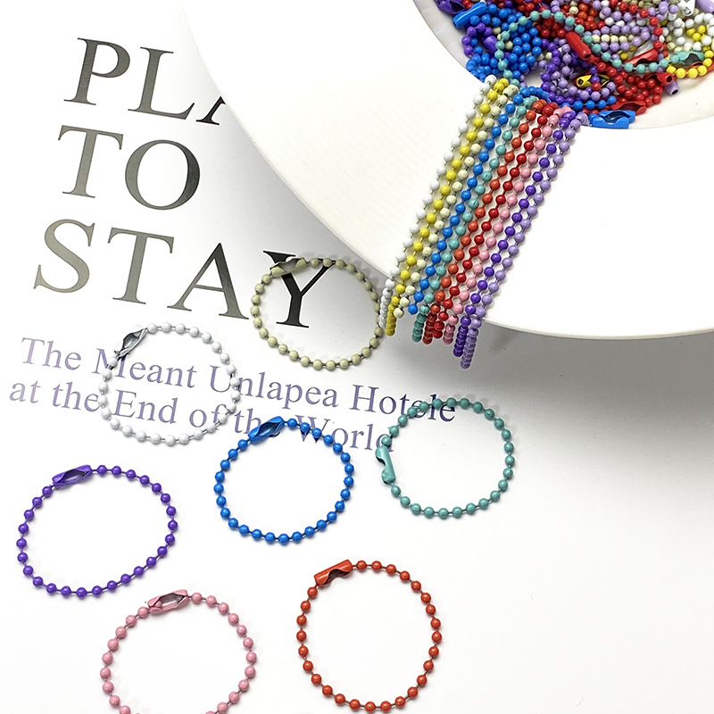 Factory 10cm color bead chain candy metal goo card tag chain DIY key chain toy pendant bead chain