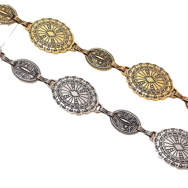 European and American high-end fashion metal waist chain Women's retro popular Bohemian ethnic style matching dress shirt
