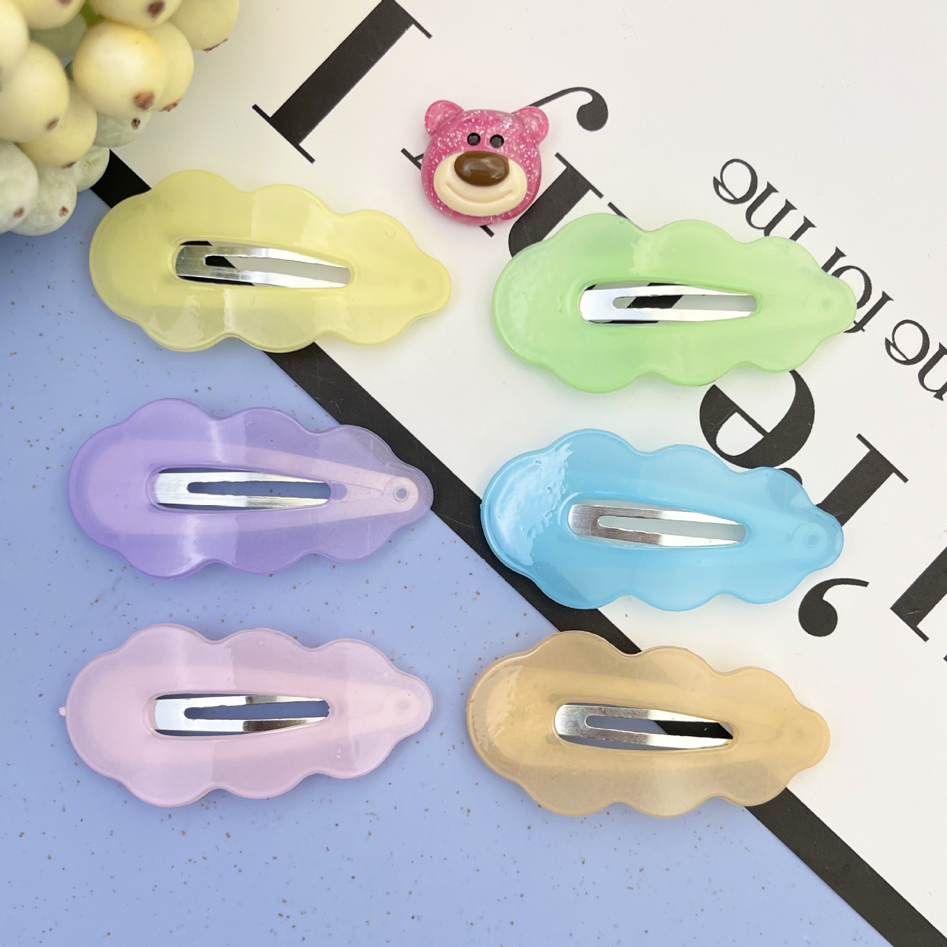 Vernice Macaron Gloss 2024 8 caratteri Fermaglio a becco d'anatra Colore frutta Fermaglio per capelli senza cuciture Accessori per capelli carini Fermaglio laterale Frangia Accessori_voghion.com