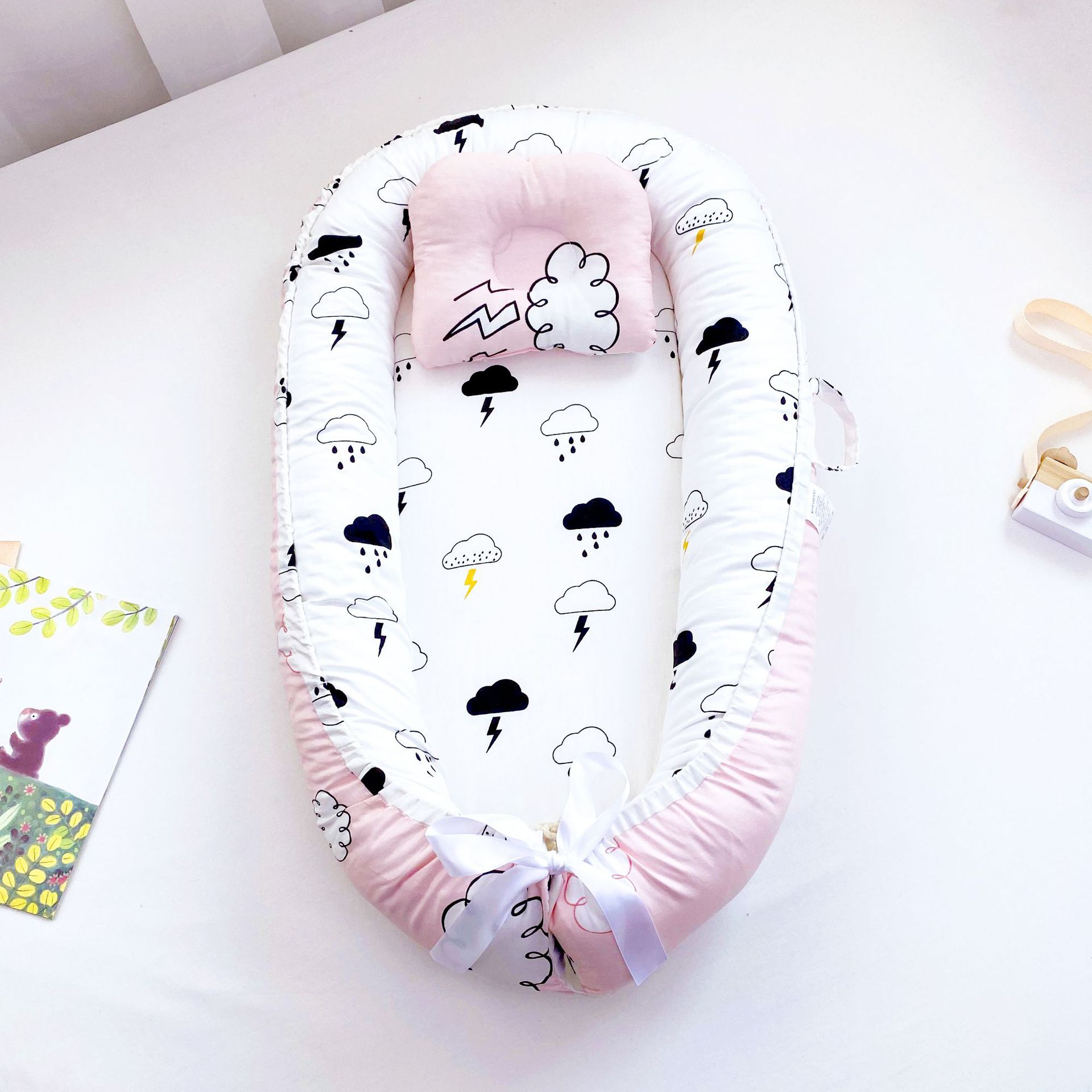 Cross-border direct supply of pure cotton baby nest bed portable newborn baby crib bed bb wholesale newborn baby nest