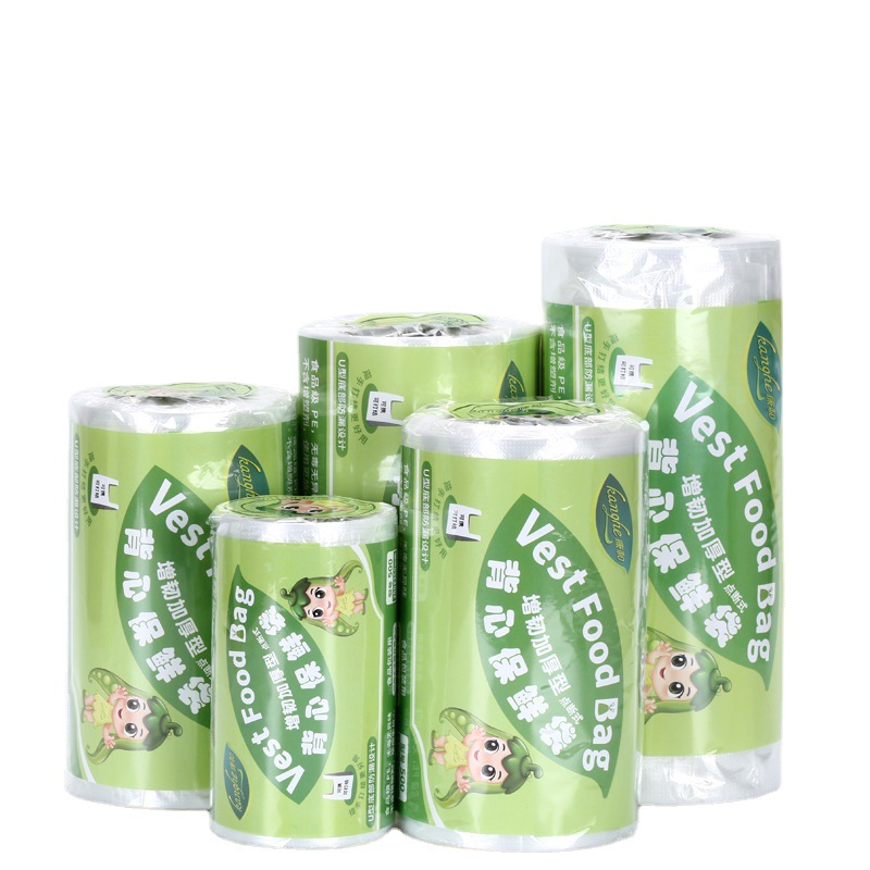 Disposable fresh-keeping bags wholesale vest-style food grade household point break refrigerator supermarket fresh plastic bags