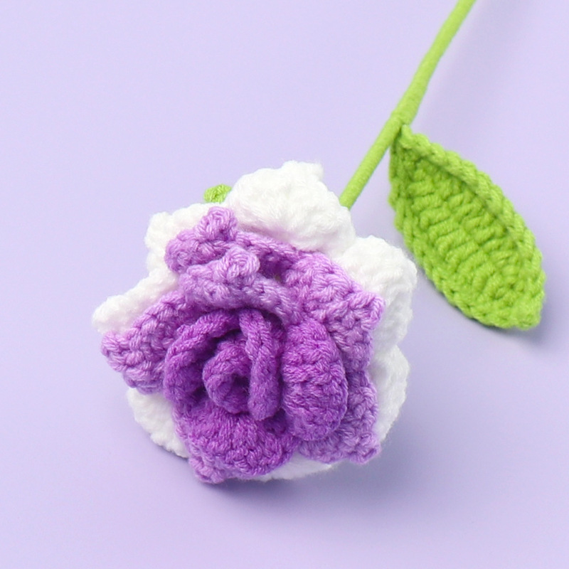 手作りの完成品のクロスボーダーのシミュレーションの尖った角のバラの毛糸は花の偽の花の家の装飾の贈り物の卸売りを編みます。|undefined