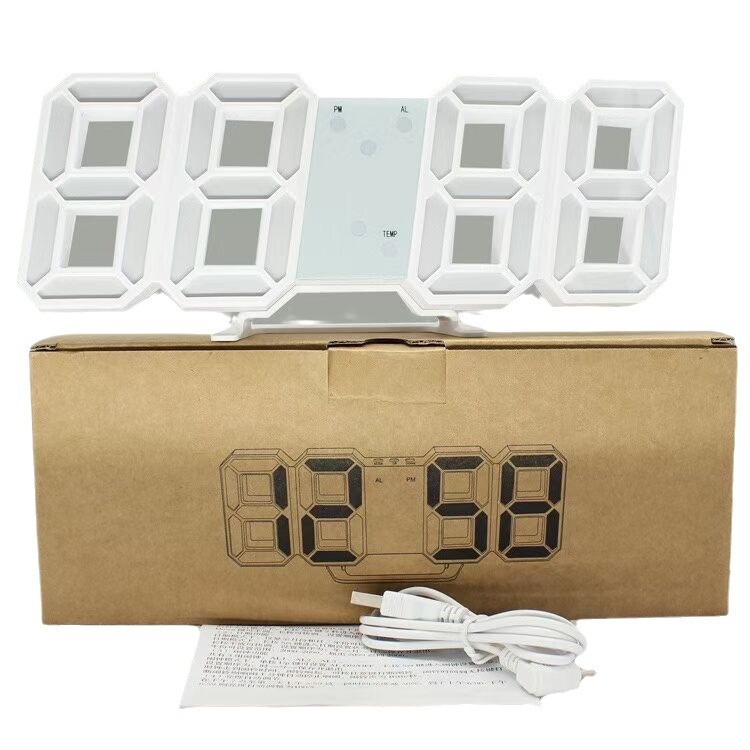 Cross-Border LED electronic alarm clock 3D digital clock temperature clock 3D wall clock gift alarm wall clock 8 character clock