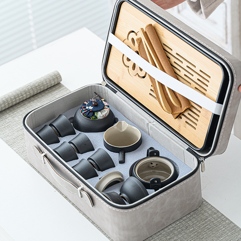 Travel Tea Set suit Wholesale Tea Tray Home Kung Fu Tea Cup Outdoor Portable Teapot Ceramic Business Gift