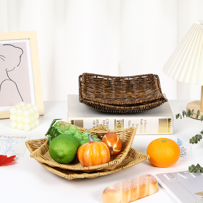 Rattan-like woven basket fried snack basket snack basket dried fruit candy vegetable plastic exquisite basket KTV fruit plate