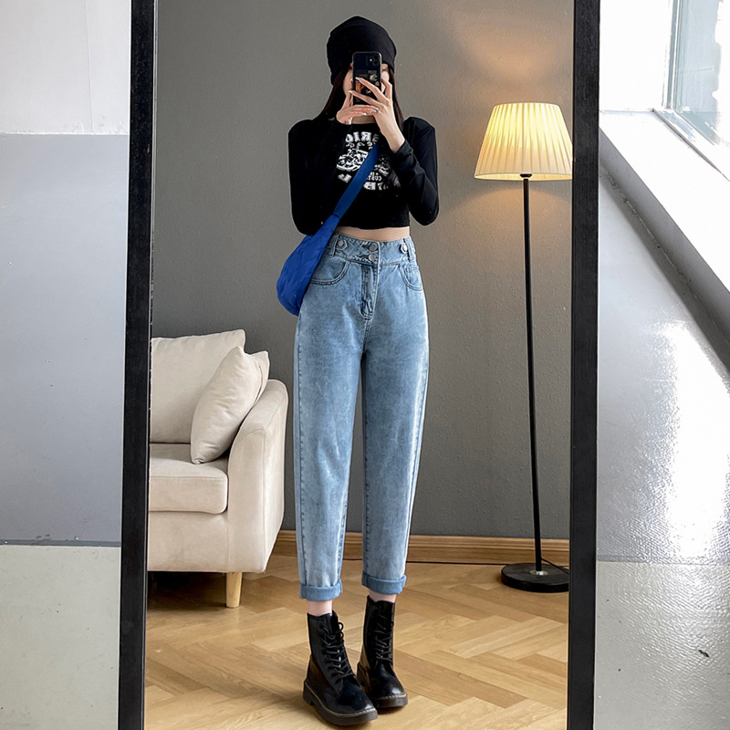 High Waist Harlan Jeans Women's Spring 2023 New Loose Slimming Cropped Pear-Shaped Figure Turnip Pants