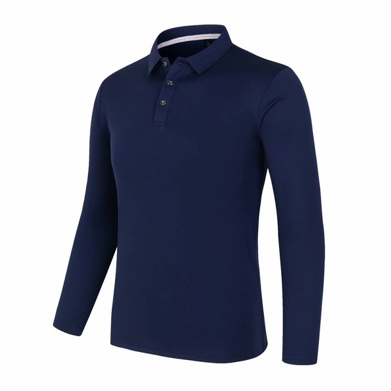 Long sleeve round neck quick-drying T-shirt printed sports breathable quick-drying lapel polo shirt advertising shirt printed logo