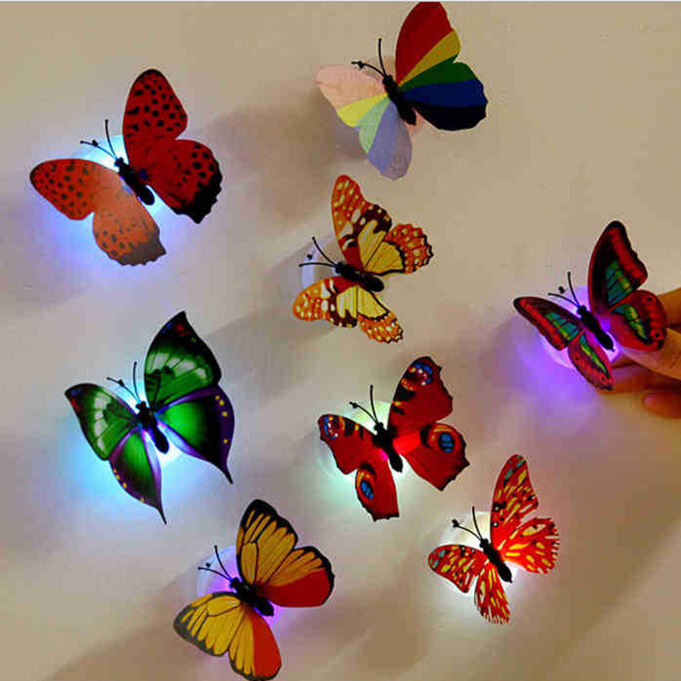Butterfly Night Light LED Colorful Luminous Butterfly Flash Luminous Butterfly Decoration Luminous Butterfly Wall Stickers Butterfly