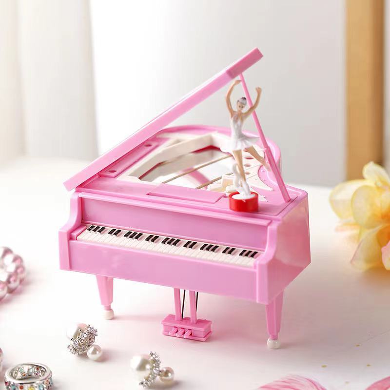 Handmade diy piano music box rotating ballet girl music box cake baking decoration gift