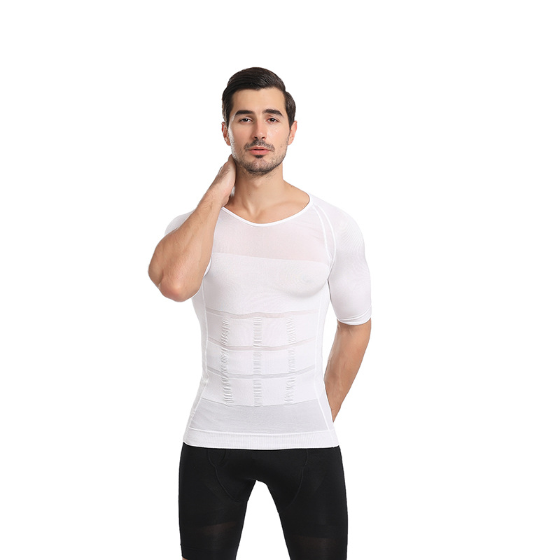 slim n lift men's body shaping short sleeve men's corset corset corset belly contracting vest sports stretch T-shirt