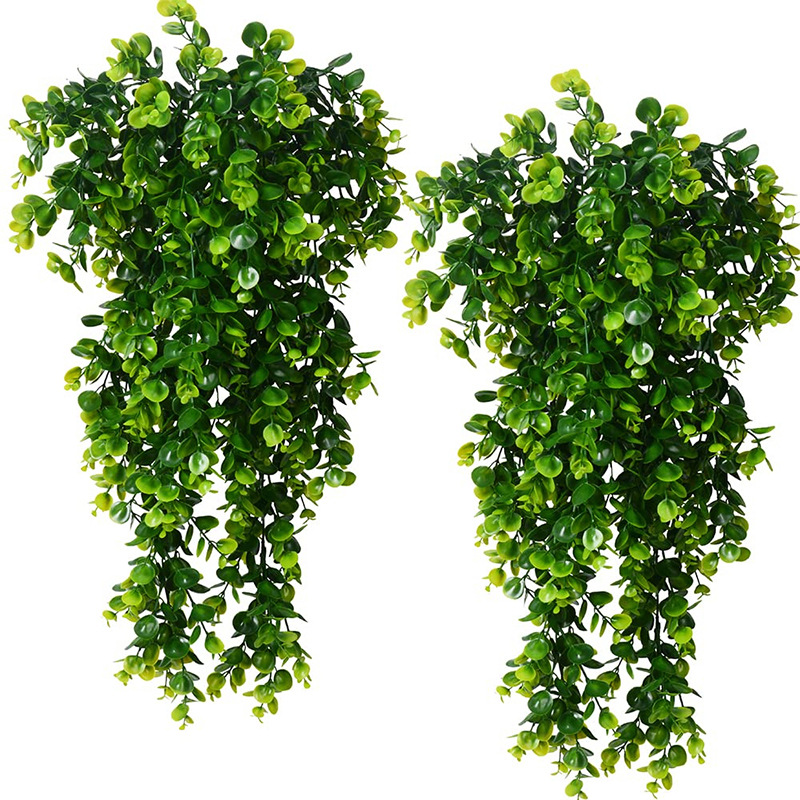 跨境人造藤条 尤加利壁挂仿真绿植 假悬挂植物藤蔓家居户外装饰花